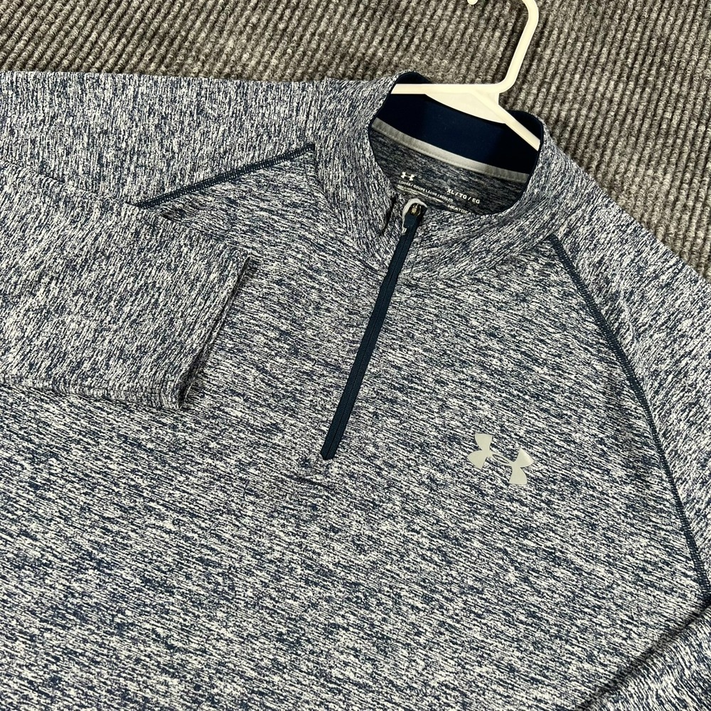 Under Armour Pullover Shirt Mens XL Extra Large Blue Long Sleeve 1/4 Zip Loose